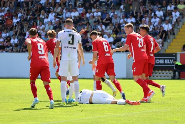 10 08 2024, Soccer, Men, 2 Bundesliga, Season 2024 2025, SV 07 Elversberg 1 FC Köln, Goal celebration to 2 2, Goalscorer Timo Huebers 1 FC Koeln Elversberg Ursapharm Arena an der Kaiserlinde Saarland Germany EN Copyright: xSebastianxBachx