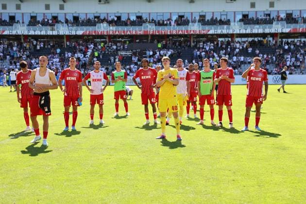 10 08 2024, Football, Men, 2 Bundesliga, Season 2024 2025, SV 07 Elversberg 1 FC Köln, The team 1 FC Köln in front of the Elversberg Ursapharm Arena an der Kaiserlinde Saarland Germany EN Copyright: xSebastianxBachx