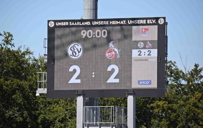 10 08 2024, Football, Men, 2 Bundesliga, Season 2024 2025, SV 07 Elversberg 1 FC Köln, Final score, Scoreboard, Final result, 90 minutes Elversberg Ursapharm Arena an der Kaiserlinde Saarland Germany EN Copyright: xSebastianxBachx