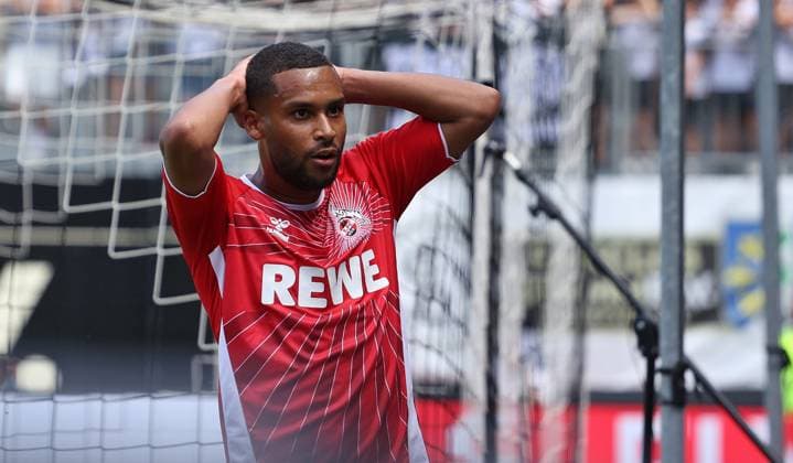 10 08 2024, Football, Men, 2 Bundesliga, Season 2024 2025, SV 07 Elversberg 1 FC Köln, Linton Maina 1 FC Köln disappointed, Disappointment Elversberg Ursapharm Arena an der Kaiserlinde Saarland Germany DE Copyright: xSebastianxBachx