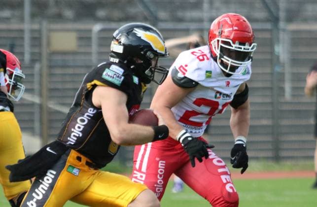 American Football GFL Berlin Adler Potsdam Royals 10 08 2024 On the ball Quarterback 8 Hendrik Scharnbacher Berlin Adler Copyright: xmix1pressx