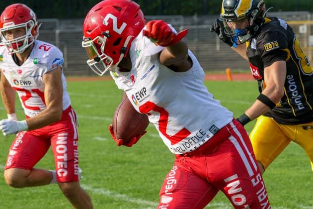 Lidell Golden III Potsdam Royals, 02 with the ball on the run Berlin Adler vs Potsdam Royals, American Football, GFL, 2024, Season, 10 08 2024, Berlin Berlin Land Copyright: xFootxBowl ThomasxSobotzkix