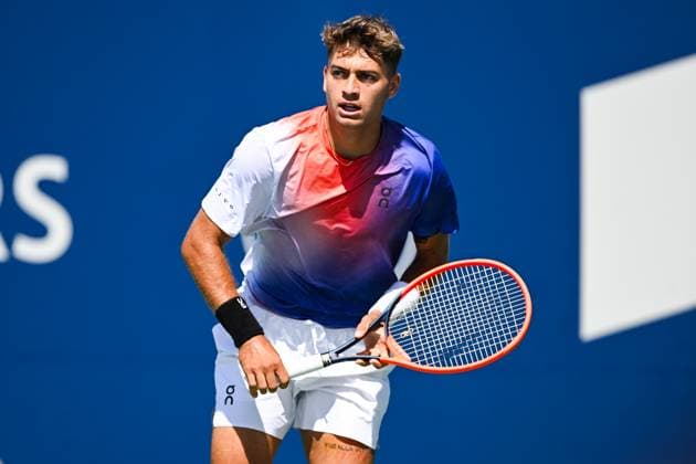 MONTREAL, QC - AUGUST 10: Look on Flavio Cobolli (ITA) during a second round match at ATP, Tennis Herren National Bank Open on August 10, 2024 at IGA Stadium in Montreal, QC (Photo by David Kirouac Icon Sportswire) TENNIS: AUG 10 National Bank Open EDITORIAL USE ONLY Icon240810002