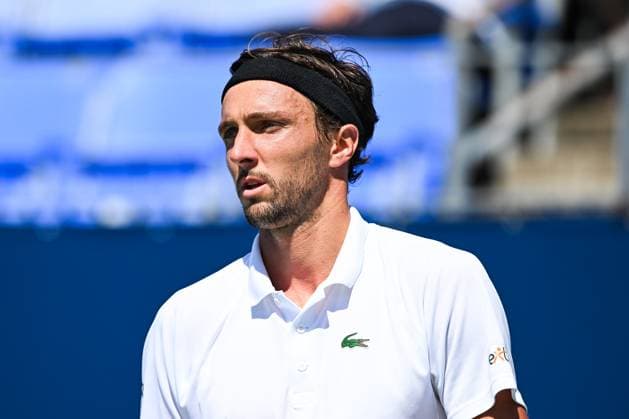 MONTREAL, QC - AUGUST 10: Look on Arthur Rinderknech (FRA) during a second round match at ATP, Tennis Herren National Bank Open on August 10, 2024 at IGA Stadium in Montreal, QC (Photo by David Kirouac Icon Sportswire) TENNIS: AUG 10 National Bank Open EDITORIAL USE ONLY Icon240810017