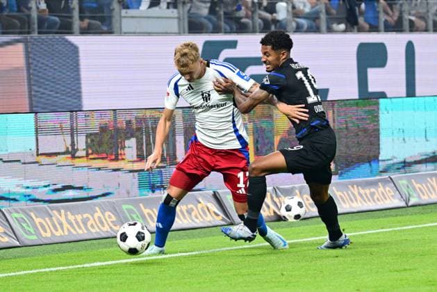 Soccer I Men I 2 Bundesliga l Hamburger SV Hertha BSC I 02 Matchday I Season 2024 2025 I HSV I 10 08 2024 I v l Karabec Adam HSV , Dudziak Jeremy Hertha BSC , Sportplatz Volksparkstadion, Stellingen Hamburg Germany