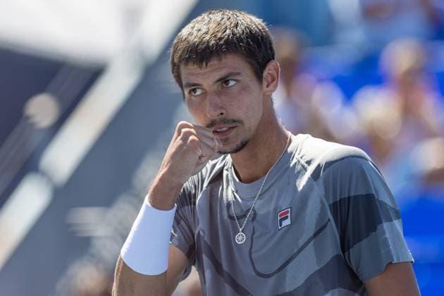 August 10, 2024, Montreal, Quebec, Canada: ALEXEI POPYRIN from Australia with close fist looking his coaching staff after a close point in first set against Andrey Rublev in third round of Canadian Open at IGA Stadium in Montreal, Quebec, Canada Montreal Canada - ZUMAl189 20240810_zsp_l189_020 Copyright: xYannickxLegarex