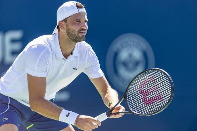 August 10, 2024, Montreal, Quebec, Canada: GRIGOR DIMITROV from Bulgaria wanting Alexei Popyrin from Australia to serve in first set in third round of Canadian Open at IGA Stadium in Montreal, Quebec, Canada Montreal Canada - ZUMAl189 20240810_zsp_l189_022 Copyright: xYannickxLegarex