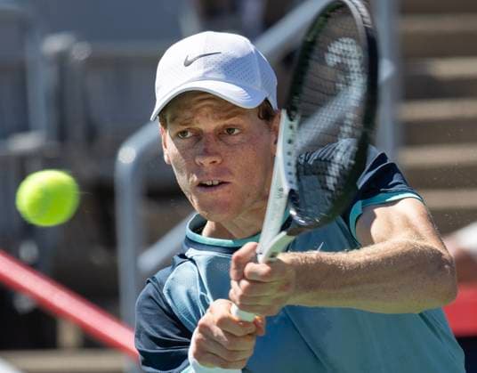 August 10, 2024, Montreal, Pq, Canada: Italy s Jannik Sinner returns a shot to Chile s Alejandro Tablilo during their match at the men s National Bank Open tennis Saturday, August 10, 2024 in Montreal. Sinner won the match in straight sets. Jannik Sinner,  - ZUMAc35_ 20240810_zaf_c35_095 Copyright: xRyanxRemiorzx