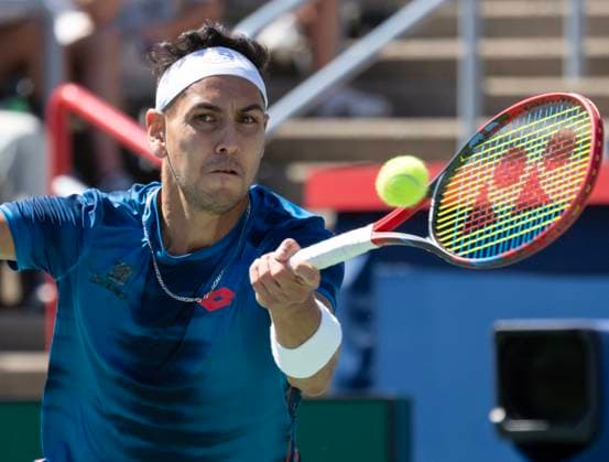 August 10, 2024, Montreal, Pq, Canada: Chile s Alejandro Tablilo returns a shot to Italy s Jannik Sinner during their match at the men s National Bank Open tennis Saturday, August 10, 2024 in Montreal. Sinner won the match in straight sets. Alejandro Tablilo  - ZUMAc35_ 20240810_zaf_c35_103 Copyright: xRyanxRemiorzx