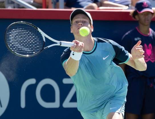 August 10, 2024, Montreal, Pq, Canada: Italy s Jannik Sinner returns a shot to Chile s Alejandro Tablilo during their match at the men s National Bank Open tennis Saturday, August 10, 2024 in Montreal. Sinner won the match in straight sets. Jannik Sinner,  - ZUMAc35_ 20240810_zaf_c35_104 Copyright: xRyanxRemiorzx