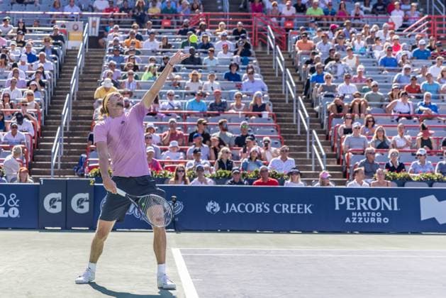 August 10, 2024, Montreal, Quebec, Canada: ALEXANDER ZVEREV from Germany serving in first set against Holger Rune from Denmark in third round of Canadian Open at IGA Stadium in Montreal, Quebec, Canada Montreal Canada - ZUMAl189 20240810_zsp_l189_051 Copyright: xYannickxLegarex