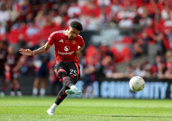 Jadon Sancho of Manchester United, ManU misses his penalty in the penalty shoot out Manchester City v Manchester United, Football, FA Community Shield, Wembley Stadium, London, UK - 10 08 2024 EDITORIAL USE ONLY No use with unauthorised audio, video, data, fixture lists (outside the EU), club league logos or live services. Online in-match use limited to 45 images (+15 in extra time). No use to emulate moving images. No use in betting, games or Copyright: xMattxImpey Shutterstockx 14630701cf