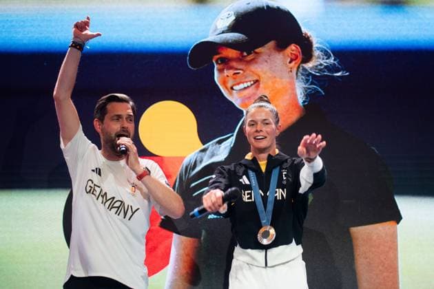 HENSELEIT Esther Germany celebrates 2nd place and silver, Golf Women, FRA, Olympic Games Paris 2024, Celebration at the German House, 10 08 2024 FRA, Olympic Games Paris 2024, Celebration at the German House, 10 08 2024 Paris Copyright: xEibner-Pressefoto Memmlerx EP_MMR