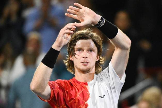 August 10, 2024, Montreal, Pq, Canada: Andrey Rublev of Russia reacts after defeating Jannik Sinner of Italy in their quarter-final match against at the National Bank Open tennis tournament in Montreal, Saturday, August 10, 2024. Andrey Rublev, Jannik Sinner,  - ZUMAc35_ 20240810_zaf_c35_274 Copyright: xGrahamxHughesx