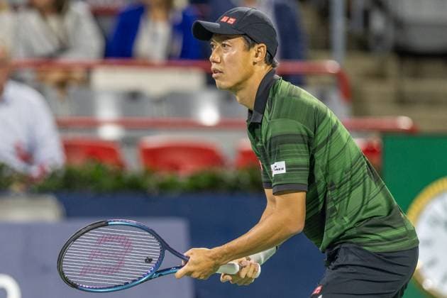August 10, 2024, Montreal, Quebec, Canada: KEI NISHIKORI from Japan waiting service in first set against Matteo Arnaldi from Italia in quarter final of Canadian Open at IGA Stadium in Montreal, Quebec, Canada Montreal Canada - ZUMAl189 20240810_zsp_l189_075 Copyright: xYannickxLegarex