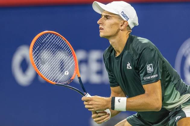 August 10, 2024, Montreal, Quebec, Canada: Close up of MATTEO ARNALDI from Italia waiting service in first set against Kei Nishikori from Japan in quarter final of Canadian Open at IGA Stadium in Montreal, Quebec, Canada Montreal Canada - ZUMAl189 20240810_zsp_l189_080 Copyright: xYannickxLegarex