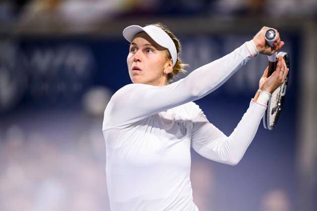 August 10, 2024, Toronto, On, Canada: Liudmila Samsonova of Russia hits a return to Diana Shnaider of Russia in a quarter-final match at the National Bank Open, in Toronto on Saturday August 10, 2024. Canada News - August 10, 2024  - ZUMAc35_ 20240810_zaf_c35_296 Copyright: xChristopherxKatsarovx