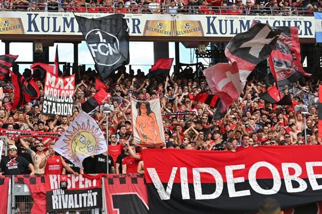 Fans,Soccer fans Nuremberg Fanblock Soccer 2 Bundesliga 1 FC Nuremberg FC Schalke 04 3 1 2 Matchday on 10 08 2023 Max Morlock Stadium Nuremberg, Season 2024 25