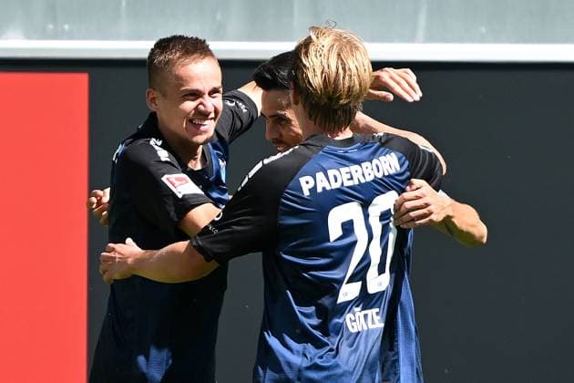 Paderborn, Home Deluxe Arena, 11 08 24, GER, Herren, 2 Bundesliga, Saison 2024 2025, SC Paderborn 07 SV Darmstadt 98 Bild Filip BILBIJA Paderborn jubilates after his goal to 2 1 Only for editorial use DFL regulations prohibit any use of photographs as image sequences and or quasi video NRW Germany