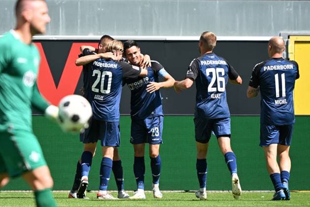 Paderborn, Home Deluxe Arena, 11 08 24, GER, Herren, 2 Bundesliga, Saison 2024 2025, SC Paderborn 07 SV Darmstadt 98 Bild Filip BILBIJA Paderborn jubilates after his goal to 2 1 Only for editorial use DFL regulations prohibit any use of photographs as image sequences and or quasi video NRW Germany