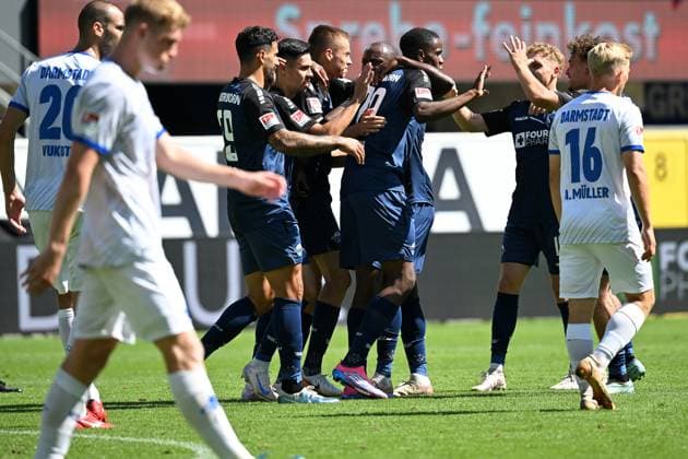Paderborn, Home Deluxe Arena, 11 08 24, GER, Herren, 2 Bundesliga, Saison 2024 2025, SC Paderborn 07 SV Darmstadt 98 Bild Ilyas ANSAH Paderborn jubilates after his goal for 3 1 Only for editorial use DFL regulations prohibit any use of photographs as image sequences and or quasi video NRW Germany