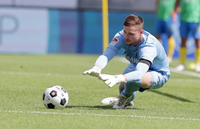 Goalkeeper Lennart Grill Eintracht Braunschweig Football, Men, Season 2024 2025 2 BL, Eintracht Stadion, Eintracht Braunschweig vs 1 FC Magdeburg, 1 3 DFL REGULATIONS PROHIBIT ANY USE OF PHOTOGRAPHS AS IMAGE SEQUENCES AND OR QUASI VIDEO