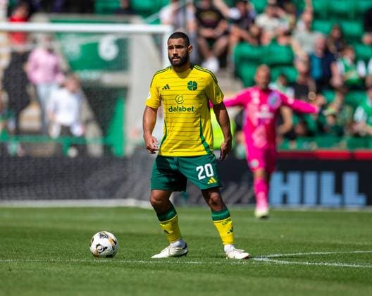 11th August 2024; Easter Road, Edinburgh, Scotland: Scottish Premiership Football, Hibernian versus Celtic; Cameron Carter-Vickers of Celtic on the ball  ActionPlus12680491 VagelisxGeorgariou