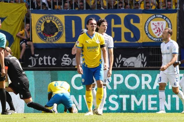 Rayan Philippe Eintracht Braunschweig,9 2 Soccer Bundesliga Season 2024 2025 Eintracht Braunschweig vs 1 FC Magdeburg at Eintracht Stadium in Braunschweig Action,Soccer,Man,Men,Germany,11 08 2024