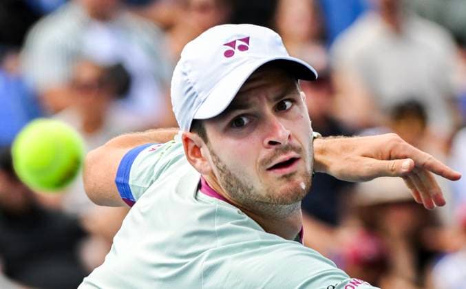 August 11, 2024, Montreal, Pq, Canada: Hubert Hurkacz of Poland plays a shot to Alexei Popyrin of Australia during their quarter-final match at the National Bank Open tennis tournament in Montreal, Sunday, August 11, 2024. Alexei Popyrin, Hubert Hurkacz,  - ZUMAc35_ 20240811_zaf_c35_021 Copyright: xGrahamxHughesx