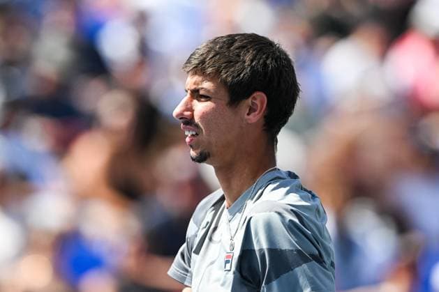 MONTREAL, QC - AUGUST 11: Look on Alexei Popyrin (AUS) during a quarterfinal match at ATP, Tennis Herren National Bank Open on August 11, 2024 at IGA Stadium in Montreal, QC (Photo by David Kirouac Icon Sportswire) TENNIS: AUG 11 National Bank Open EDITORIAL USE ONLY Icon240811001