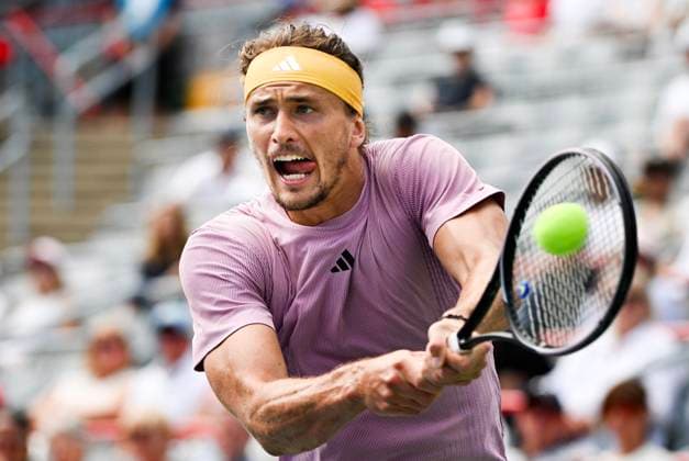 August 11, 2024, Montreal, Pq, Canada: Alexander Zverev of Germany plays a shot to Sebastian Korda of the United States during their quarter-final match at the National Bank Open tennis tournament in Montreal, Sunday, August 11, 2024. Alexander Zverev, Sebastian Korda,  - ZUMAc35_ 20240811_zaf_c35_039 Copyright: xGrahamxHughesx