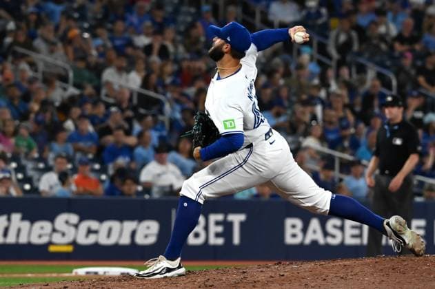 August 11, 2024, Toronto, On, Canada: Toronto Blue Jays relief pitcher Tommy Nance (45) throws to an Oakland Athletics batter in the ninth inning of an MLB, Baseball Herren, USA baseball game in Toronto on Sunday, Aug 11, 2024. Tommy Nance  - ZUMAc35_ 20240811_zaf_c35_065 Copyright: xJonxBlackerx