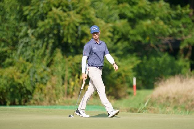 August 11, 2024, Greensboro, North Carolina, USA: MAX GREYSERMAN gets ready for a putt attempt during the 2024 Wyndham Championship at the Sedgefield Country Club in Greensboro, NC. Greensboro USA - ZUMAb238 20240811_zsp_b238_003 Copyright: xJoshxBrownx