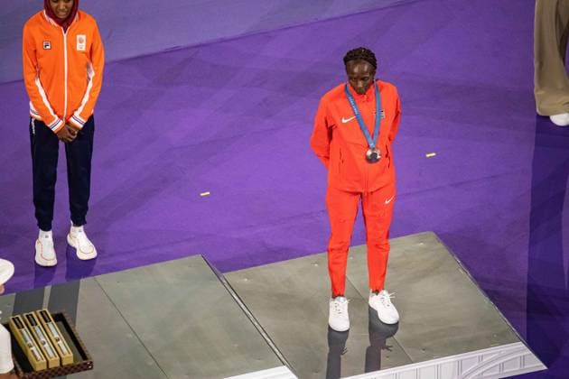 Hellen Obiri (KEN) - Women s Marathon podium during - Closing Ceremony during the Olympic Games, Olympische Spiele, Olympia, OS Paris 2024 JO 2024 : Ceremonie de Cloture - Jeux Olympiques 2024 - Paris2024 - Saint Denis - 11 08 2024 DPPI Panoramic 