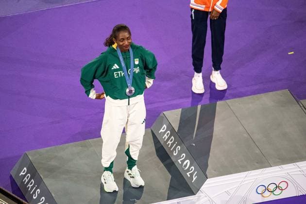 Tigst Assefa (ETH) - Women s Marathon podium during - Closing Ceremony during the Olympic Games, Olympische Spiele, Olympia, OS Paris 2024 JO 2024 : Ceremonie de Cloture - Jeux Olympiques 2024 - Paris2024 - Saint Denis - 11 08 2024 DPPI Panoramic 