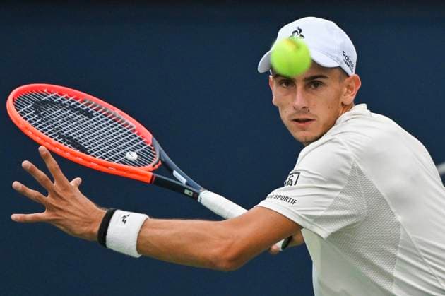 August 11, 2024, Montreal, Pq, Canada: Matteo Arnaldi, of Italy, plays a shot to Andrey Rublev, of Russia, during their semifinal match at the National Bank Open tennis tournament in Montreal, Sunday, Aug. 11, 2024. Andrey Rublev, Matteo Arnaldi, - ZUMAc35_ 20240811_zaf_c35_087 Copyright: xGrahamxHughesx