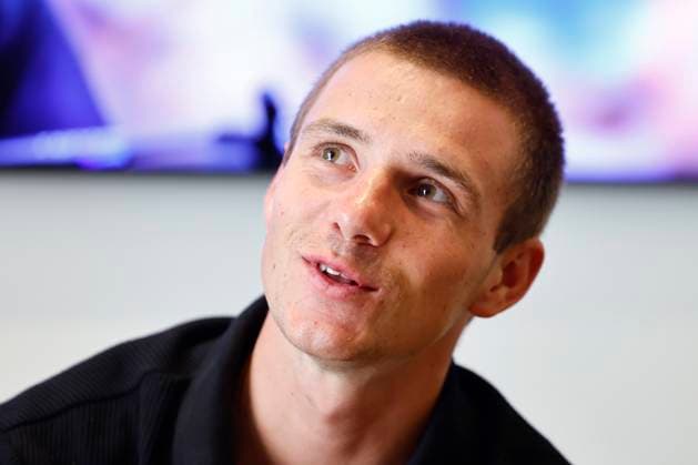 Paris 2024 Olympic Games, Olympische Spiele, Olympia, OS - 12 08 2024 BRUSSELS, BELGIUM - AUGUST 12 : Evenepoel Remco (BEL) of Soudal - Quick Step pictured talking with the press at hotel Amigo prior the tribute on the occasion of the return of the athletes and medalists of Team Belgium on the balcony of the Brussels city hall after the XXXIII Paris 2024 Summer Olympic Games on August 12, 2024 in Brussels, Belgium, 12 08 2024 Brussels Belgium  Copyright: xJanxDexMeuleneirx
