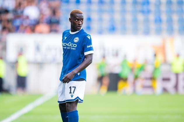 10 08 2024 Soccer, 2024 2025, 3 Liga, 2 Matchday, DSC Arminia Bielefeld Borussia Dortmund II Merveille Biankadi Bielefeld DFB REGULATIONS PROHIBIT ANY USE OF PHOTOGRAPHS AS IMAGE SEQUENCES AND OR QUASI VIDEO