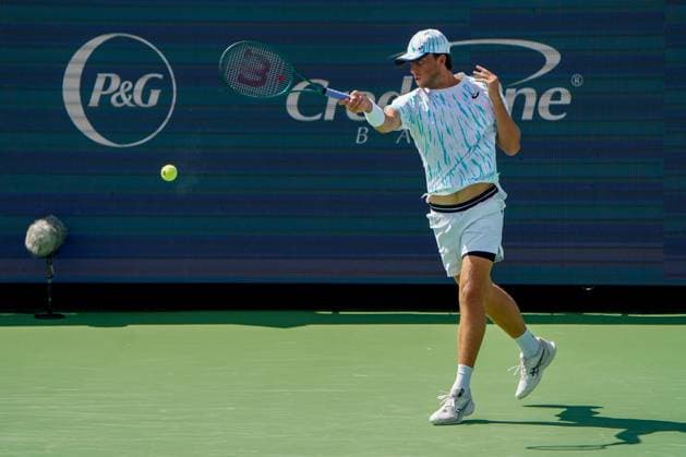 Cincinnati Open: Brandon Holt Vs. Zachary Svajda Brandon Holt is playing during a qualifying round match at the Cincinnati Open tennis tournament in Mason, Ohio, on August 12, 2024. Mason Ohio United States  Copyright: xJasonxWhitmanx originalFilename:whitman-cincinna240812_npfeF.jpg