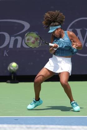August 12, 2024, Mason, Oh, USA: 2024 Cincinnati Open Tennis, 2024 08 12 - Naomi Osaka hits a ball against opponent Ashlyn Krueger. ZUMAPress Mason USA - ZUMAn24_ 20240812_zaf_n24_071 Copyright: xWallyxNellx