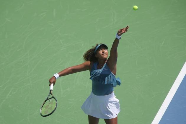 August 12, 2024, Mason, Oh, USA: 2024 Cincinnati Open Tennis, 2024 08 12 - Naomi Osaka serves a ball against opponent Ashlyn Krueger. ZUMAPress Mason USA - ZUMAn24_ 20240812_zaf_n24_065 Copyright: xWallyxNellx
