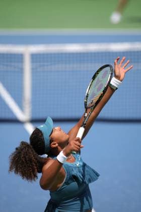 August 12, 2024, Mason, Oh, USA: 2024 Cincinnati Open Tennis, 2024 08 12 - Naomi Osaka serves a ball against opponent Ashlyn Krueger. ZUMAPress Mason USA - ZUMAn24_ 20240812_zaf_n24_084 Copyright: xWallyxNellx