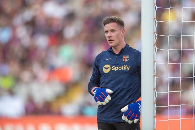 FC Barcelona, Barca v AS MONACO. OLIMPIC STADIUM MONTJUIC,BARCELONA. Aug 12,2024 FC BARCELONA vs AS MONACO Aug 12,2024 Goalkeeper of FC Barcelona Ter Stegen (1) warms up before the match between FC Barcelona and AS Monaco corresponding to the Joan Gamper Trophy at Olimpic Stadium of Montjuic in Barcelona, Spain. Barcelona ESP Copyright: xS.xRosx