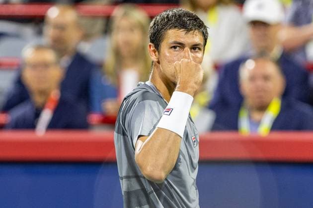 August 12, 2024, Montreal, Quebec, Canada: ALEXEI POPYRIN from Australia reacting in second set against Andrey Rublev in final of Canadian Open at IGA Stadium in Montreal, Quebec, Canada Montreal Canada - ZUMAl189 20240812_zsp_l189_019 Copyright: xYannickxLegarex
