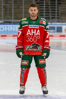 Luca Tosto 77 Augsburger Panther , team and portrait pictures, Augsburger Panther, season 2024 2025, ice hockey, Penny DEL, 12 08 2024 Augsburg Bavaria Germany Copyright: xkolbert-press ChristianxKolbertx