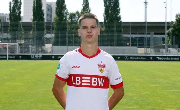 Stuttgart , Photo session , Antonijo Janjic VfB Stuttgart U19 DFB Youth League portrait appointment 2024 2025