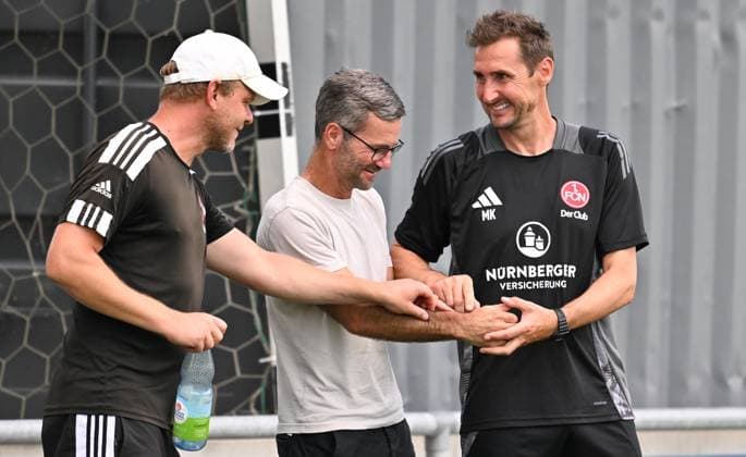 13 08 2024 Soccer 2 Soccer Bundesliga Season 2024 2025 1 FC Nürnberg Nuernberg FCN Club Training Sportfoto Zink xwoxzix Andreas Andy Wolf 1 FC Nürnberg FCN Michael Wiesinger Leiter Nachwuchsleistungszentrum 1 FC Nürnberg FCN Miroslav Klose Trainer 1 FC Nürnberg FCN