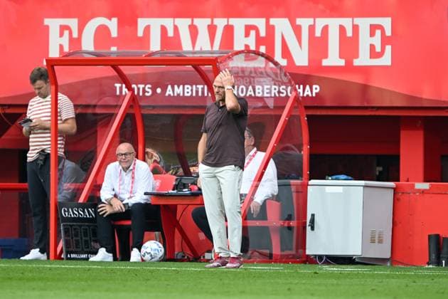 Champions League qualification Twente Enschede RB Salzburg on 13 08 2024 at De Grolsch Veste in Enschede Joseph Oosting Coach Enschede dissatisfied, disappointed, disappointed, dejected MT
