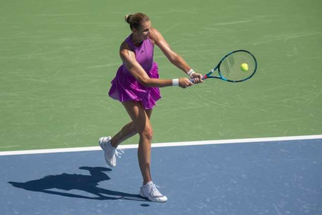 August 13, 2024, Mason, Oh, USA: 2024 Cincinnati Open Tennis, 2024 08 13 - Karolina Pliskova hits a ball against opponent Viktoria Tomova. ZUMAPress Mason USA - ZUMAn24_ 20240813_zaf_n24_025 Copyright: xWallyxNellx
