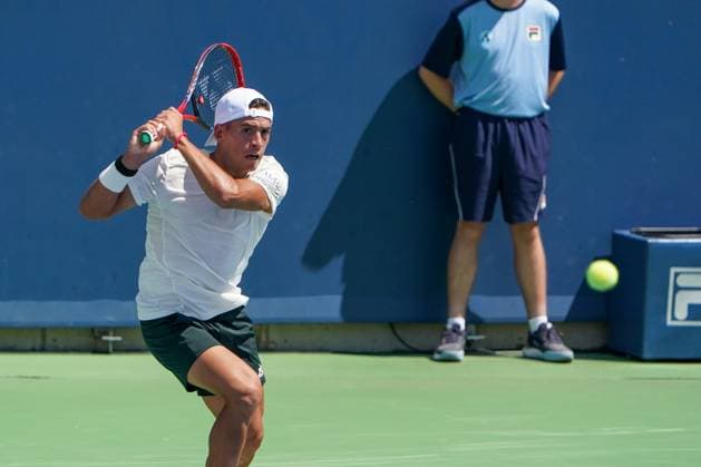 Cincinnati Open: First Round Matches Sebastian Baez is playing during his first-round match at the Cincinnati Open tennis tournament in Mason, Ohio, on August 13, 2024. Mason Ohio United States  Copyright: xJasonxWhitmanx originalFilename:whitman-cincinna240813_np49O.jpg
